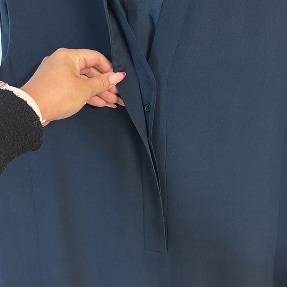 Vince Women’s navy 100% silk shirt Sleeveless dress with pockets size 10 - Picture 5 of 5